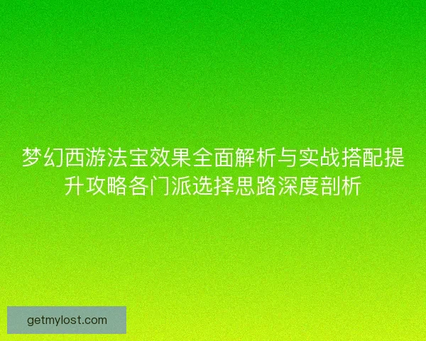 梦幻西游法宝效果全面解析与实战搭配提升攻略各门派选择思路深度剖析