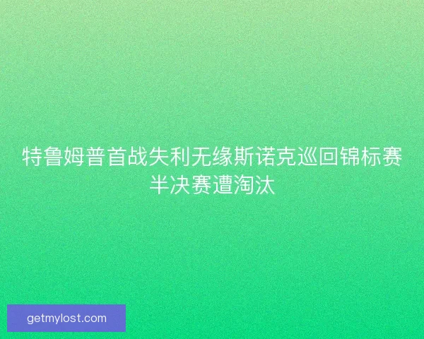 特鲁姆普首战失利无缘斯诺克巡回锦标赛半决赛遭淘汰