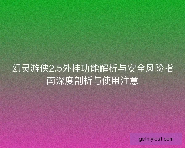 幻灵游侠2.5外挂功能解析与安全风险指南深度剖析与使用注意